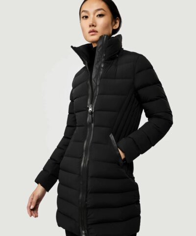 Mackage Farren Stretch Lightweight Down Coat With Removable Hood, Black
