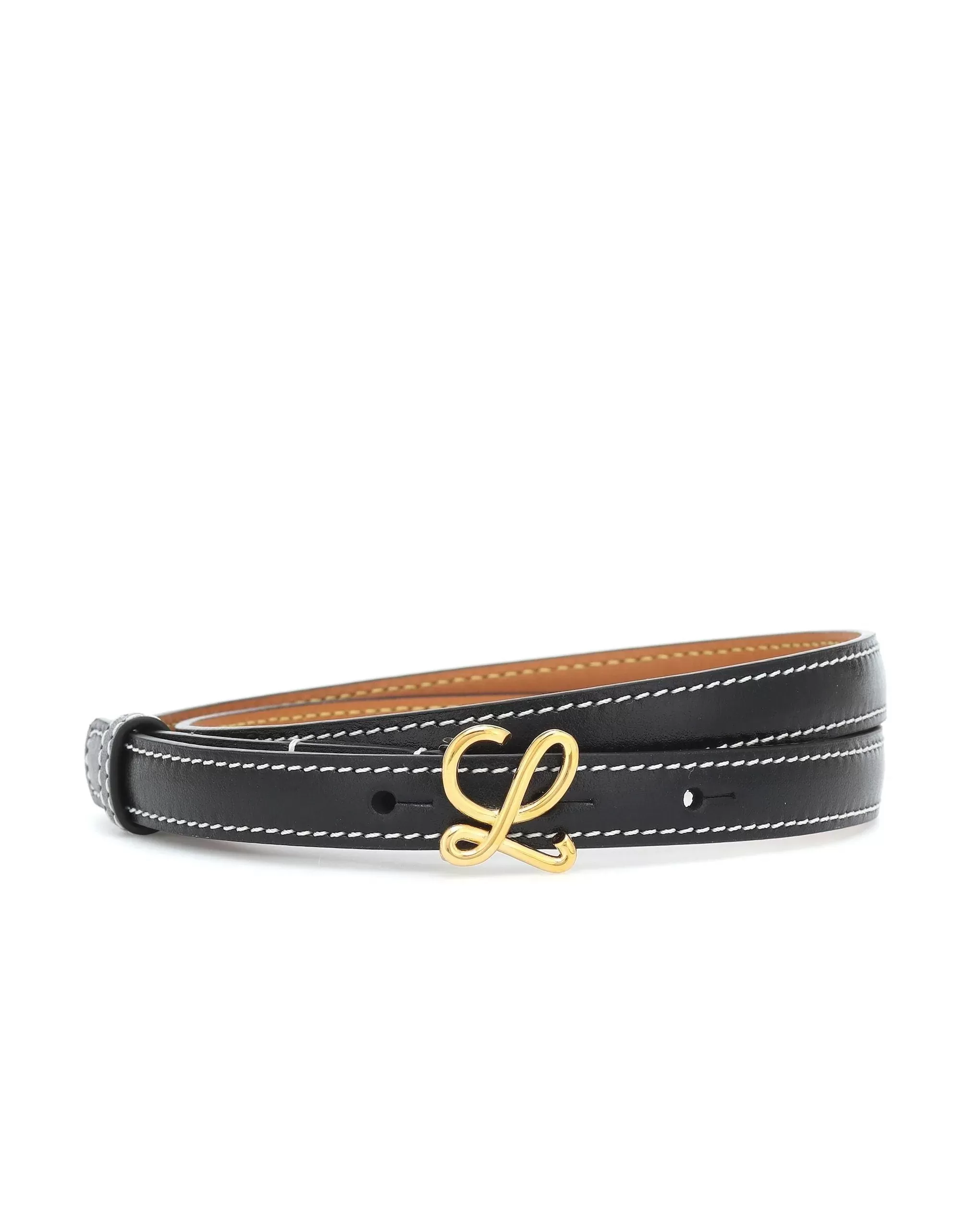 Loewe 1.5cm Black Leather Logo-Plaque Belt