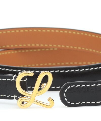 Loewe 1.5cm Black Leather Logo-Plaque Belt