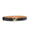 Loewe 1.5cm Black Leather Logo-Plaque Belt