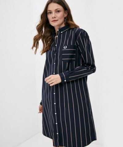 Fred Perry Striped Collared Shirt Dress