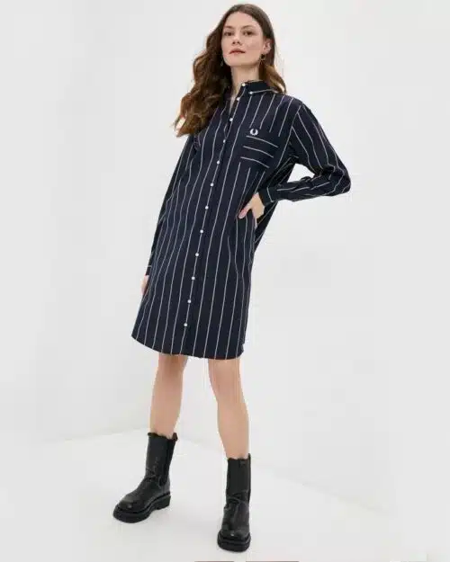 Fred Perry Striped Collared Shirt Dress