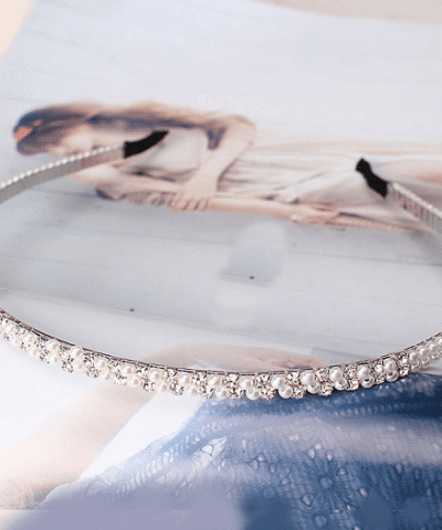 M MISM Women's Elegant Crystal Pearl Hair Bands Headband