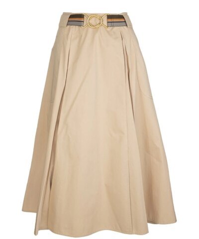 Tory Burch A-Line Poplin Pleated Skirt