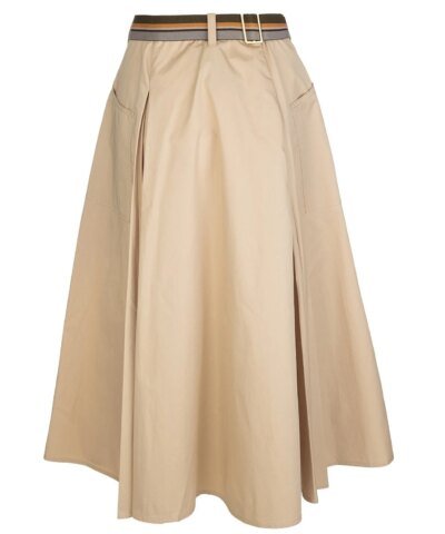 Tory Burch A-Line Poplin Pleated Skirt