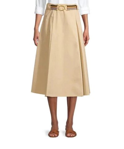 Tory Burch A-Line Poplin Pleated Skirt