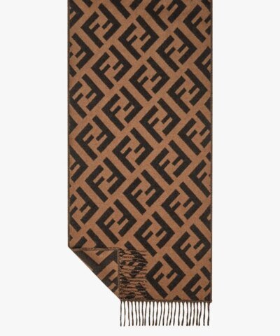 Fendi FF Brown Cashmere Scarf