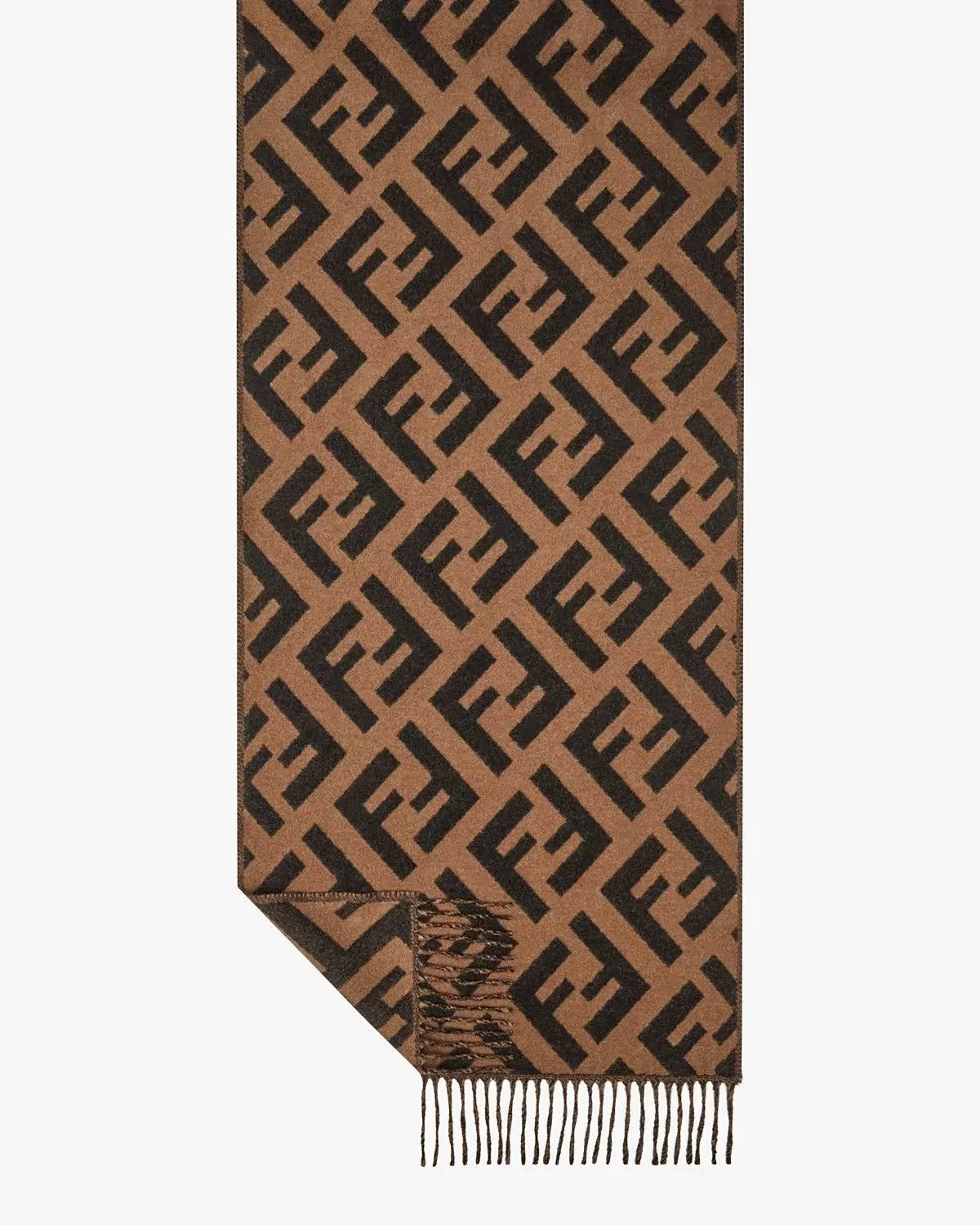 Fendi FF Brown Cashmere Scarf