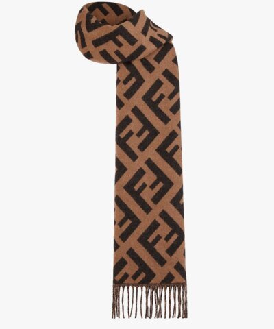 Fendi FF Brown Cashmere Scarf