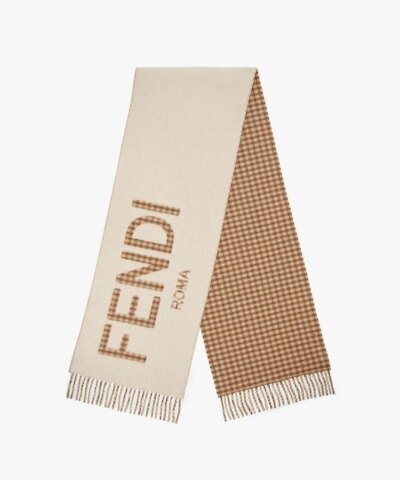 Fendi Cream Wool And Cashmere Scarf