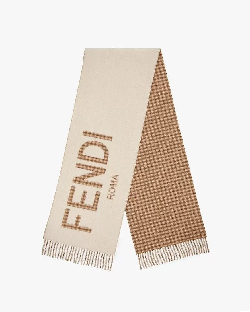 Fendi Cream Wool And Cashmere Scarf