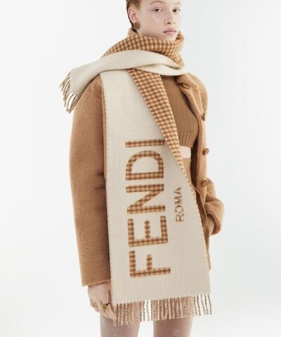 Fendi Cream Wool And Cashmere Scarf
