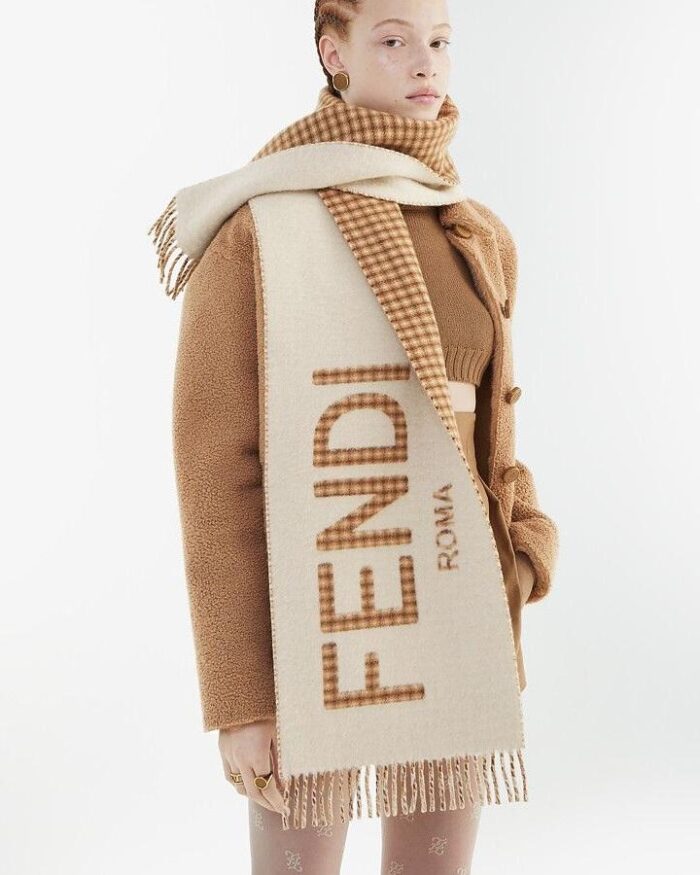 Fendi Cream Wool And Cashmere Scarf