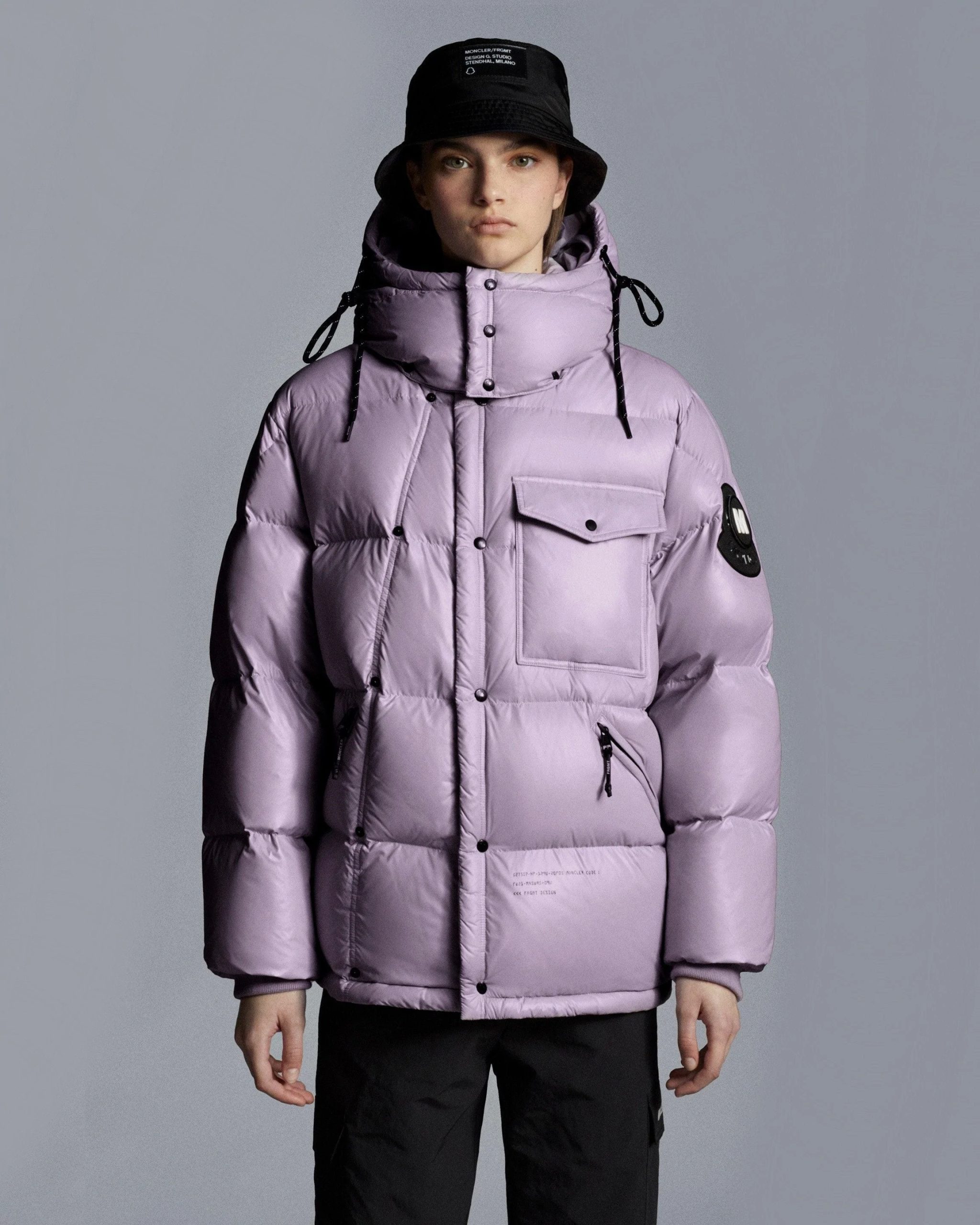 Moncler X FRGMT Anthemyx Quilted Shell Hooded Down Jacket, Light Lilac