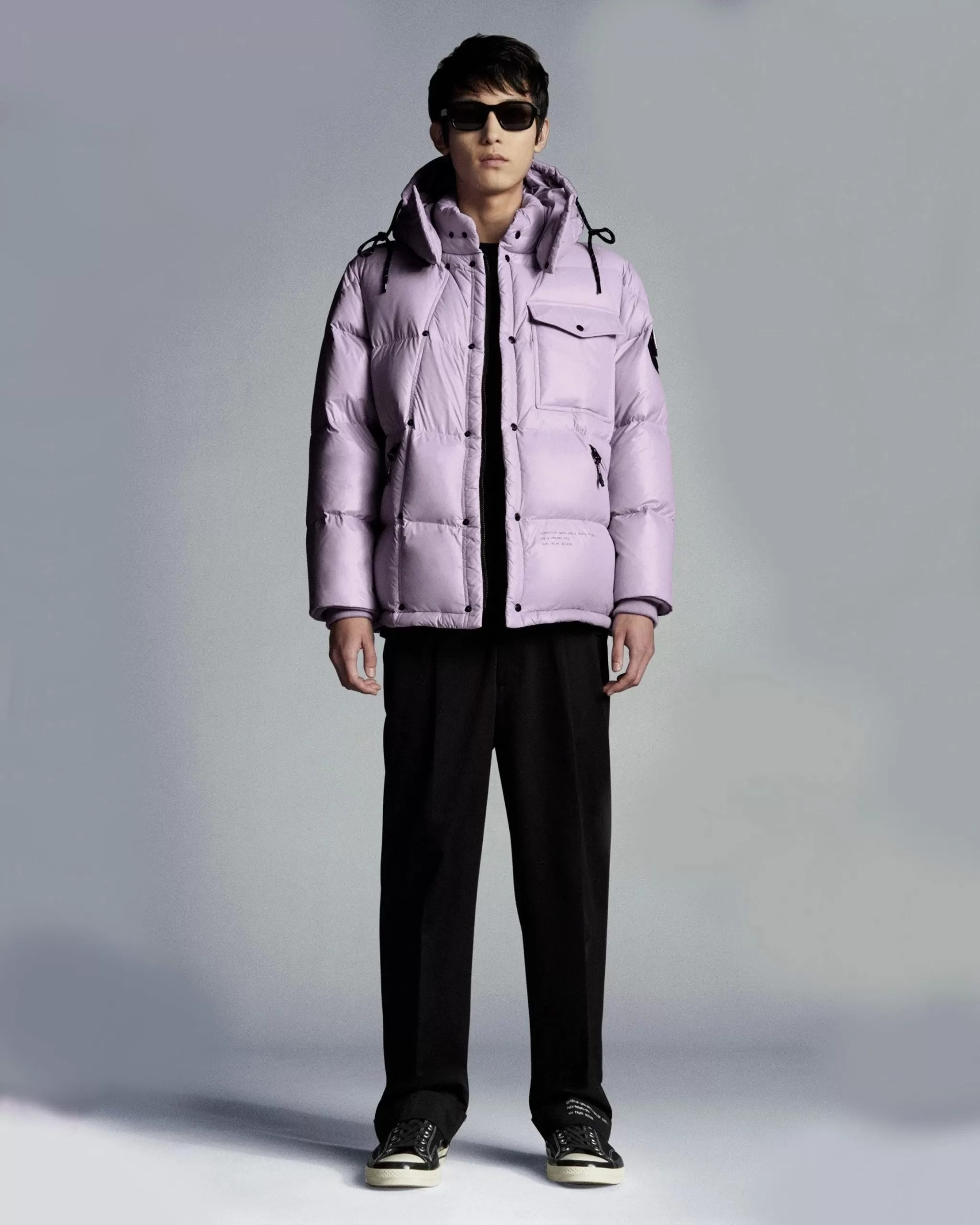 Moncler X FRGMT Anthemyx Quilted Shell Hooded Down Jacket, Light Lilac