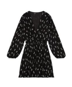 Maje Bow-Print Georgette Mini Dress