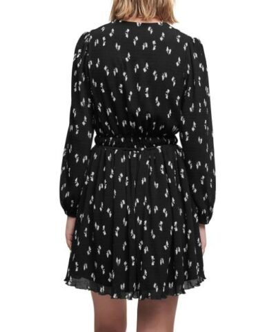 Maje Bow-Print Georgette Mini Dress