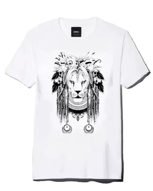 Men's Summer Lion With Earrings Print T-shirt