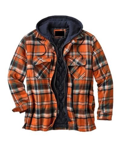 Asstseries Cotton Plaid Long-sleeved Hooded Shirt Jacket