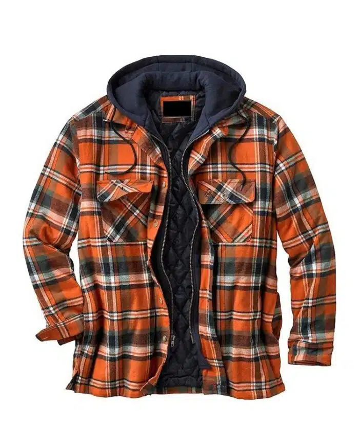 Asstseries Cotton Plaid Long-sleeved Hooded Shirt Jacket