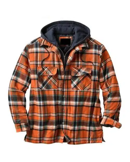 Asstseries Cotton Plaid Long-sleeved Hooded Shirt Jacket