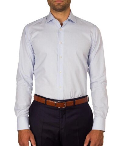 Hardy Amies Men's Blue Self Stripe Business Shirt