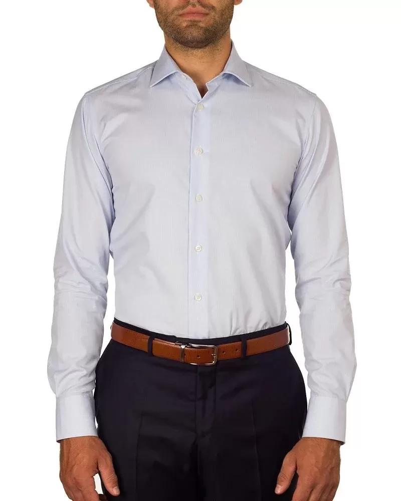 Hardy Amies Men's Blue Self Stripe Business Shirt