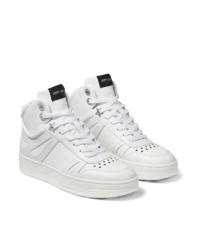 Jimmy Choo Hawaii White Calf Leather High-Top Trainers