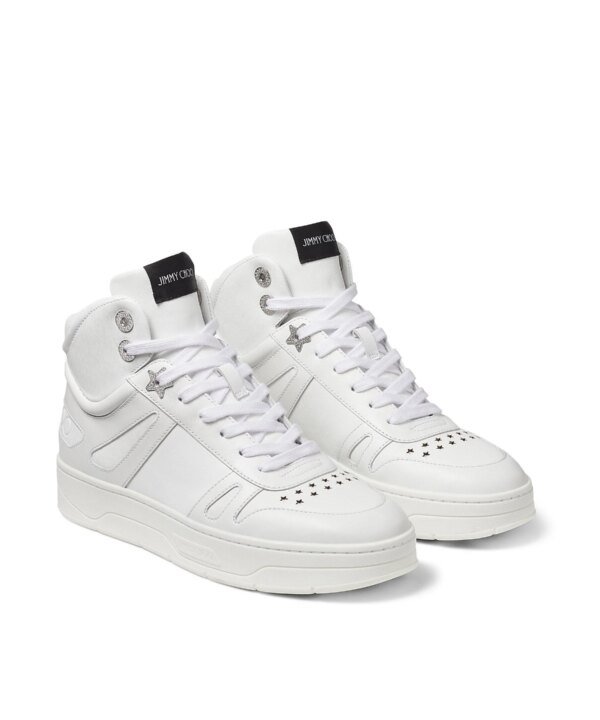Jimmy Choo Hawaii White Calf Leather High-Top Trainers