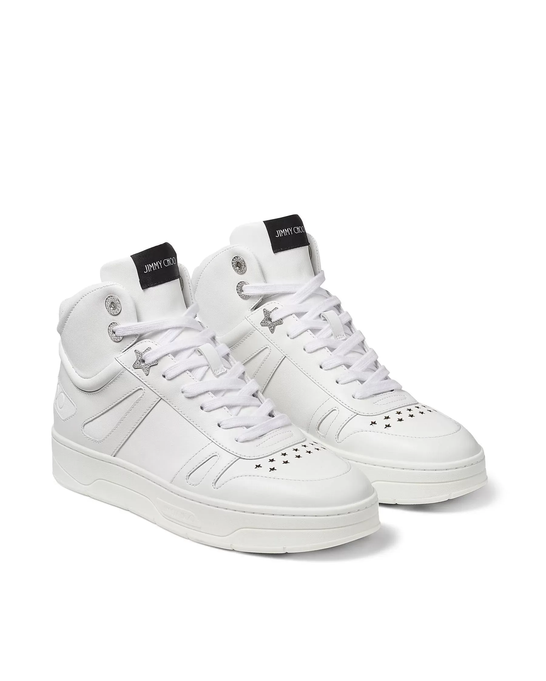 Jimmy Choo Hawaii White Calf Leather High-Top Trainers