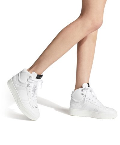 Jimmy Choo Hawaii White Calf Leather High-Top Trainers