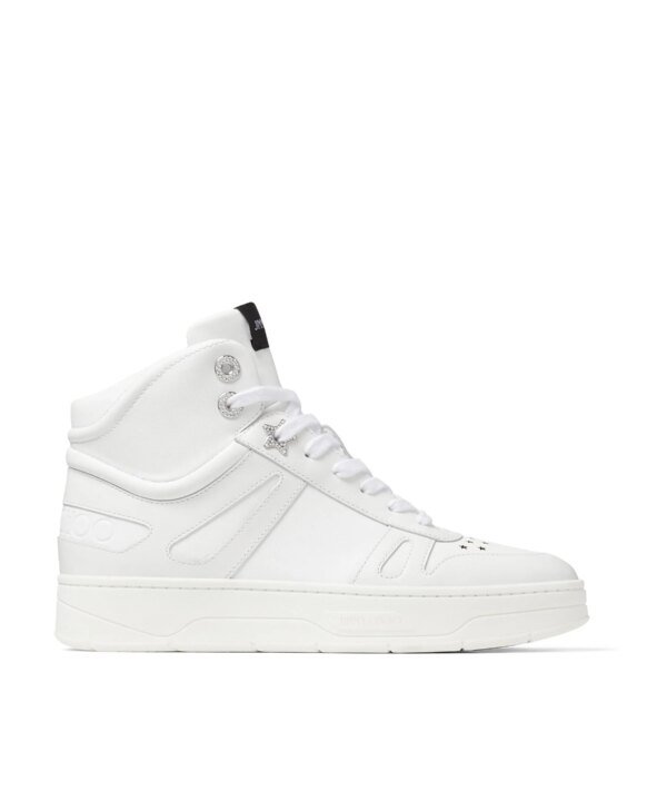 Jimmy Choo Hawaii White Calf Leather High-Top Trainers