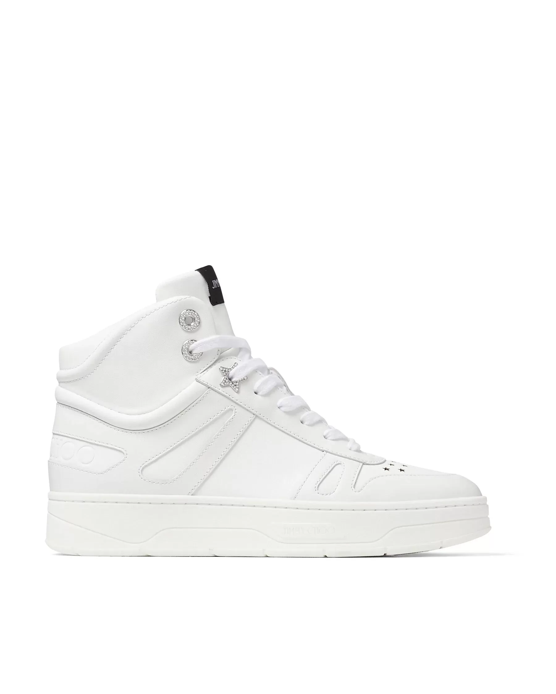 Jimmy Choo Hawaii White Calf Leather High-Top Trainers