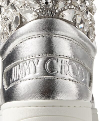 Jimmy Choo Hawaii Silver Metallic Nappa High-Top Trainers