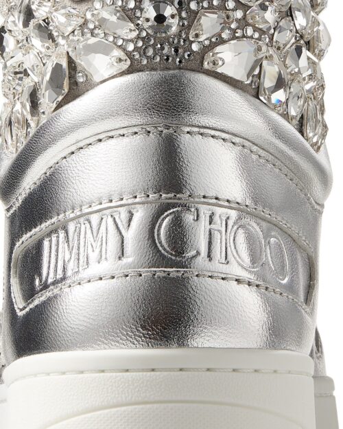 Jimmy Choo Hawaii Silver Metallic Nappa High-Top Trainers