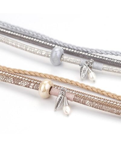 Steffe Women Braided Leather & Crystal Bracelets