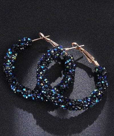 Steffe Geometric Round Shiny rhinestone big earring