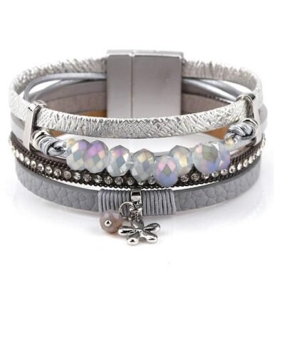 Steffe Handmade Resin Beads Metal Charm Female Wrap Wide Bracelets