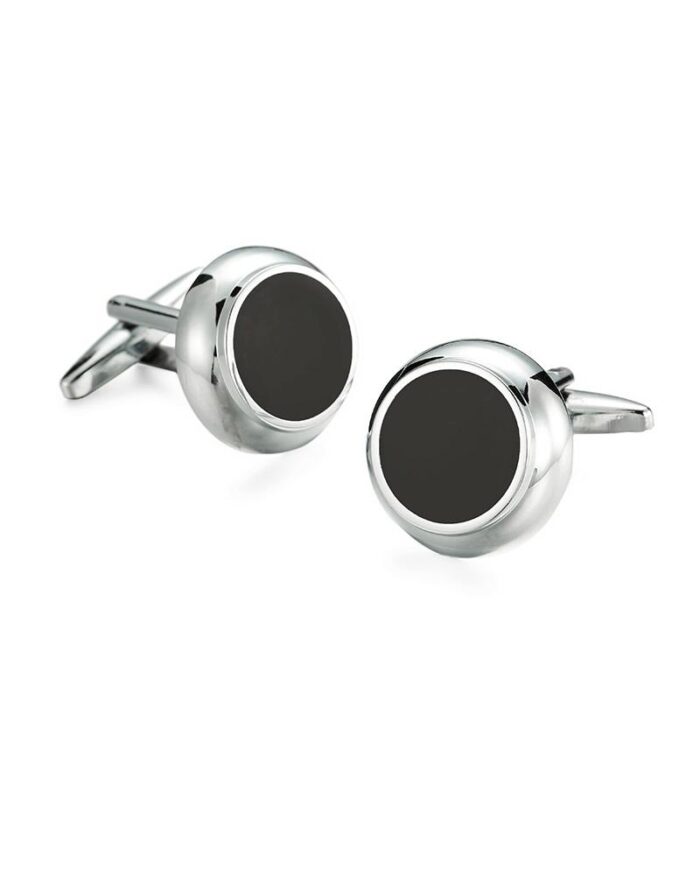 Steffe Men's Meisterstück Onyx Inlay Round Cufflinks