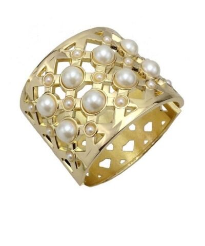 Steffe Gold Venetian Princess Wide Pearl Bangle