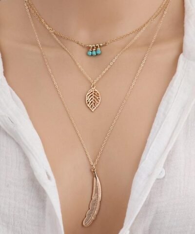 Steffe Layered Leaves Necklaces