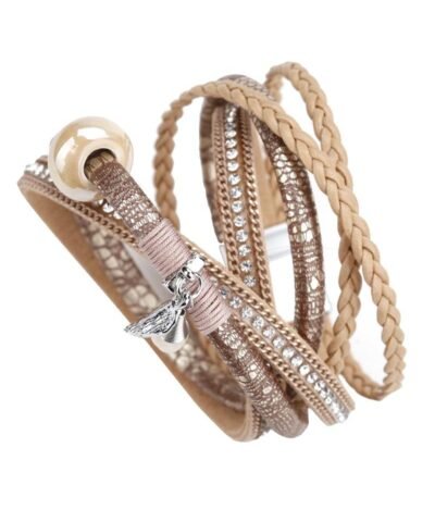 Steffe Women Braided Leather & Crystal Bracelets