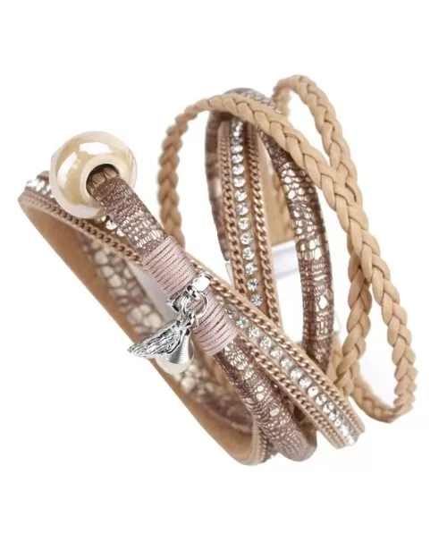 Steffe Women Braided Leather & Crystal Bracelets