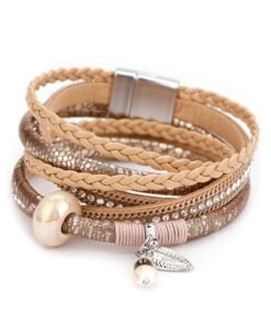 Steffe Women Braided Leather & Crystal Bracelets