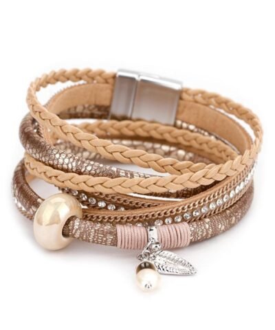 Steffe Women Braided Leather & Crystal Bracelets