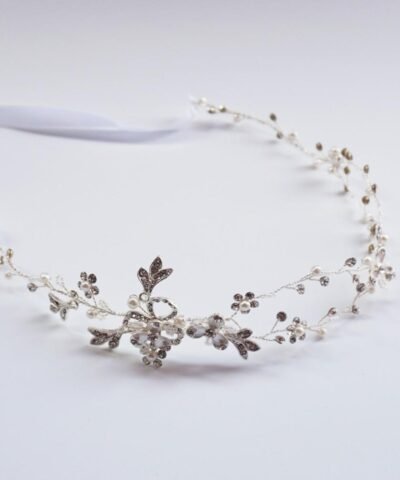 Hersbridal Tiara Pearl And Rhinestone Hair Vine Bridal Headpiece