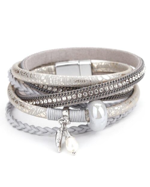 Steffe Women Braided Leather & Crystal Bracelets