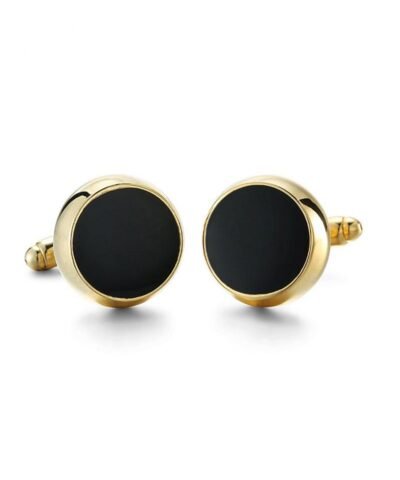 Steffe Men's Meisterstück Onyx Inlay Round Cufflinks