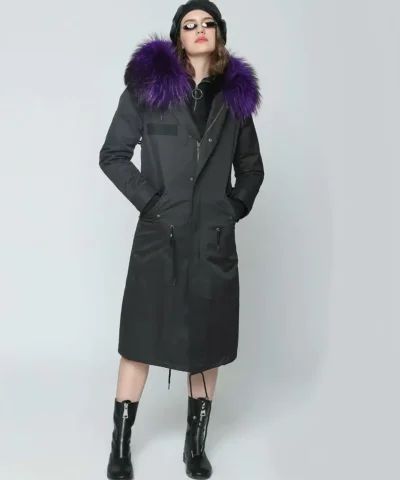 Ice Bear Thick Raccoon Fur Collar Hood Trim Parka