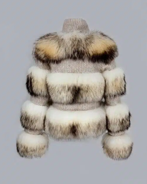 Simplee Limited Edition Natural Raccoon Fur Woolen Coat